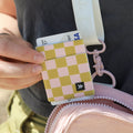 Yellow and pink checkered elastic wallet