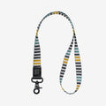 Blue, gold, and white striped neck lanyard
