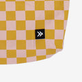 Yellow and pink checkered tote bag