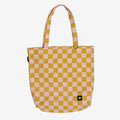 Yellow and pink checkered tote bag