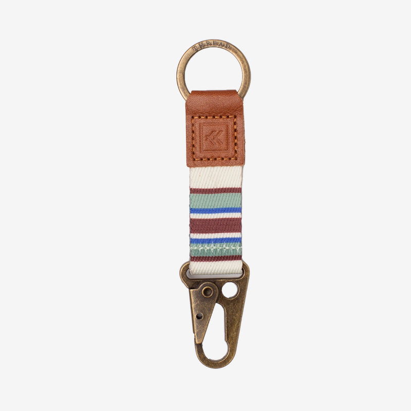 Brown, green, and blue striped keychain clip