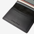 Black, brown, and cream striped bifold wallet
