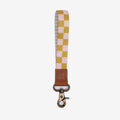 Yellow and pink checkered wrist lanyard