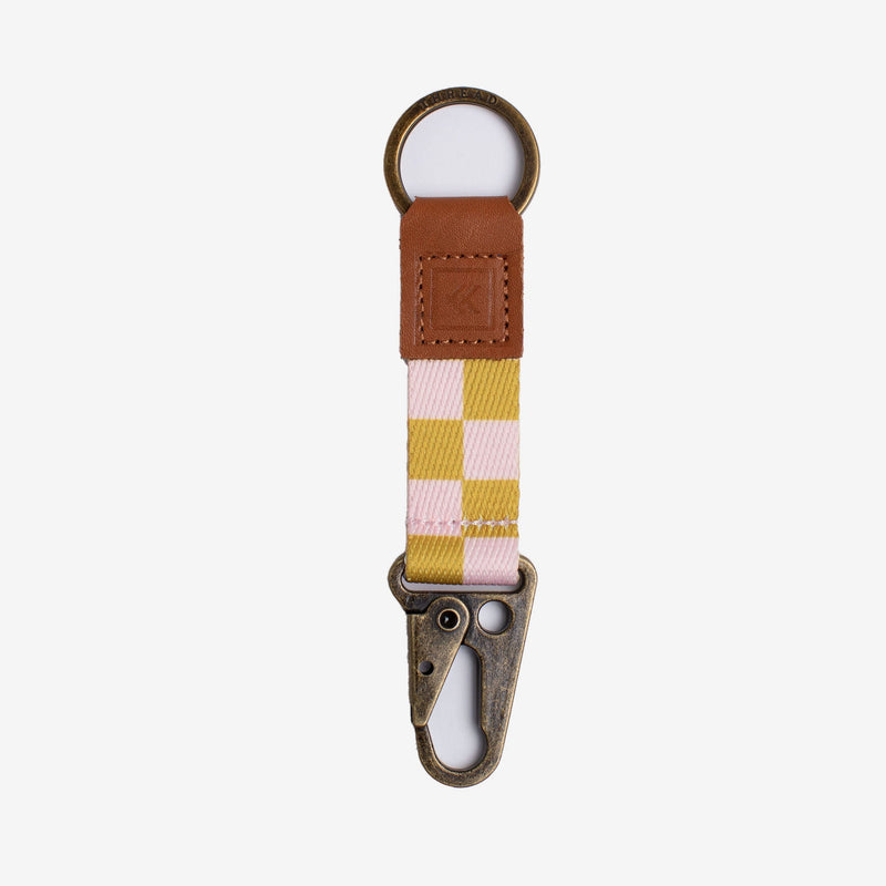 Yellow and pink checkered keychain clip