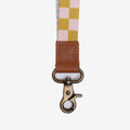 Yellow and pink checkered wrist lanyard