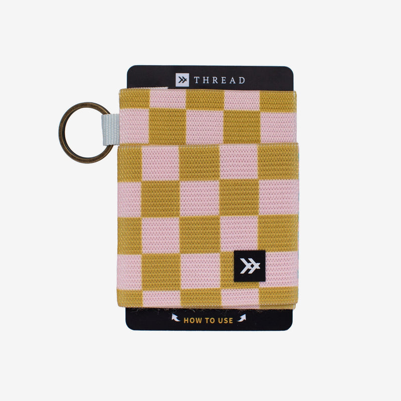 Yellow and pink checkered elastic wallet