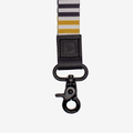 Blue, gold, and white striped neck lanyard
