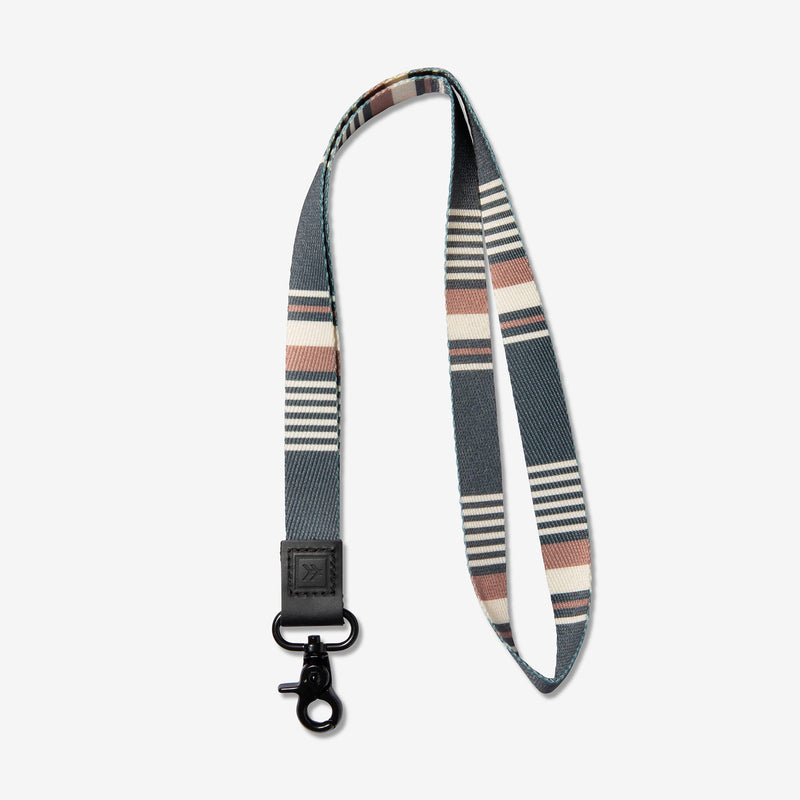 Black, brown, and cream striped neck lanyard