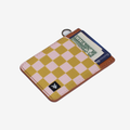 Yellow and pink checkered vertical wallet